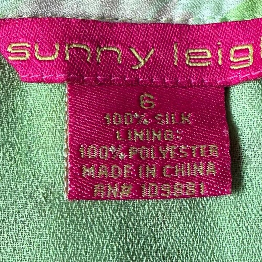 Sunny Leigh Fairycore Pastel Green Floral 100% Silk Skirt - Women's Size 6 - Picture 3 of 6